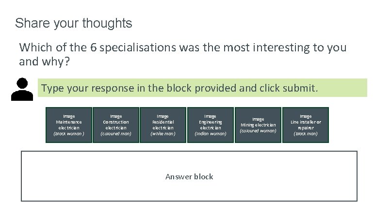 Share your thoughts Which of the 6 specialisations was the most interesting to you Share your thoughts Which of the 6 specialisations was the most interesting to you