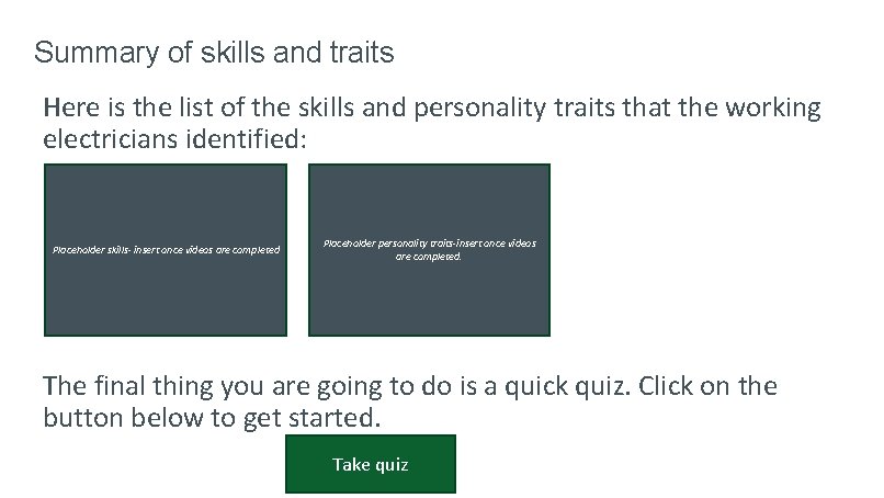 Summary of skills and traits Here is the list of the skills and personality Summary of skills and traits Here is the list of the skills and personality