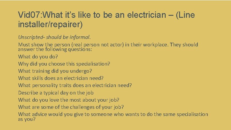 Vid 07: What it’s like to be an electrician – (Line installer/repairer) Unscripted- should Vid 07: What it’s like to be an electrician – (Line installer/repairer) Unscripted- should