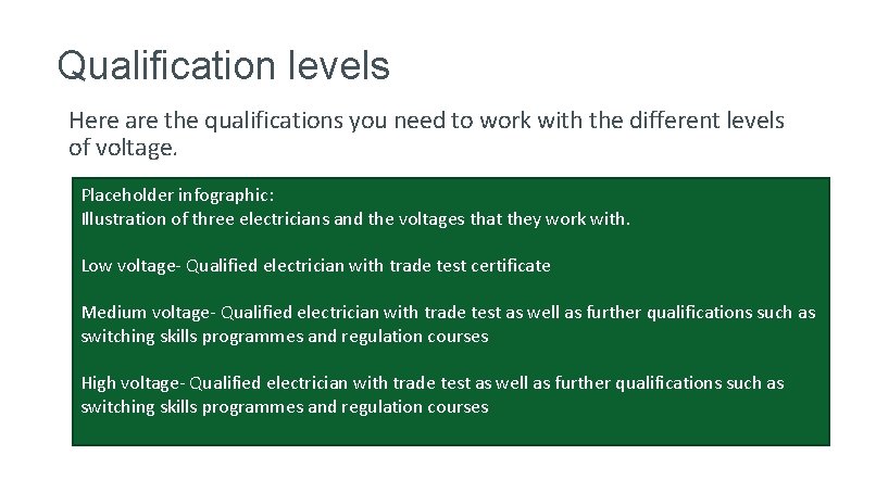 Qualification levels Here are the qualifications you need to work with the different levels Qualification levels Here are the qualifications you need to work with the different levels