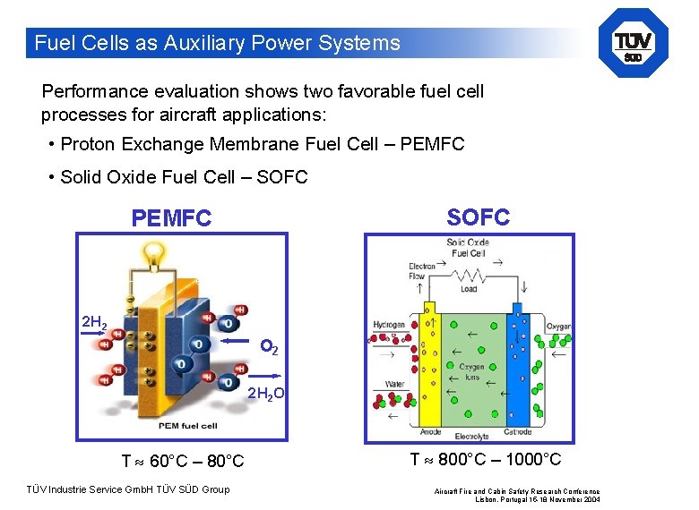 Fuel Cells as Auxiliary Power Systems Performance evaluation shows two favorable fuel cell processes