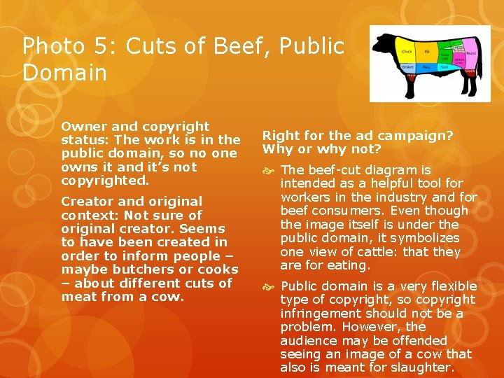 Photo 5: Cuts of Beef, Public Domain Owner and copyright status: The work is