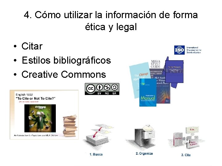 4. Cómo utilizar la información de forma ética y legal • Citar • Estilos