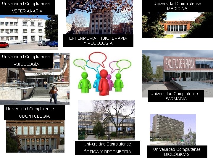 Universidad Complutense MEDICINA VETERIANARIA ENFERMERIA, FISIOTERAPIA Y PODOLOGIA Universidad Complutense PSICOLOGÍA Universidad Complutense FARMACIA Universidad Complutense MEDICINA VETERIANARIA ENFERMERIA, FISIOTERAPIA Y PODOLOGIA Universidad Complutense PSICOLOGÍA Universidad Complutense FARMACIA