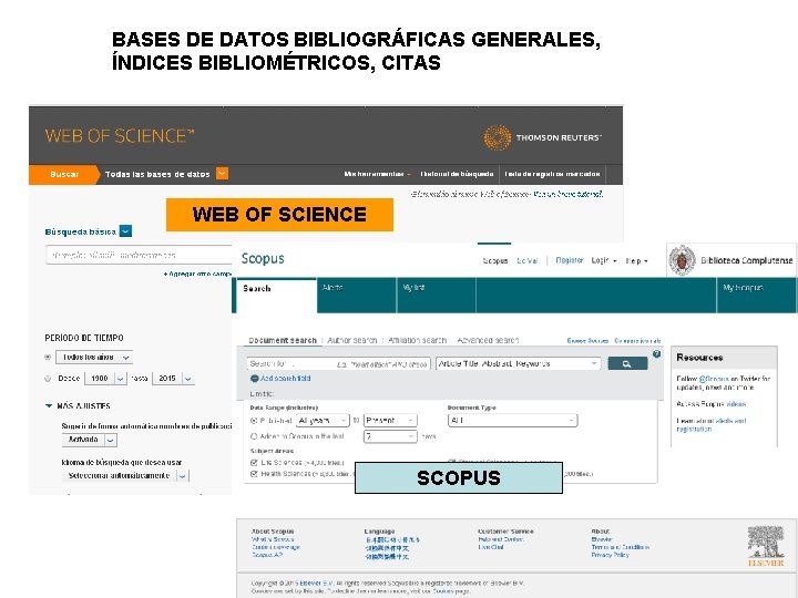 BASES DE DATOS BIBLIOGRÁFICAS GENERALES, ÍNDICES BIBLIOMÉTRICOS, CITAS WEB OF SCIENCE SCOPUS BASES DE DATOS BIBLIOGRÁFICAS GENERALES, ÍNDICES BIBLIOMÉTRICOS, CITAS WEB OF SCIENCE SCOPUS