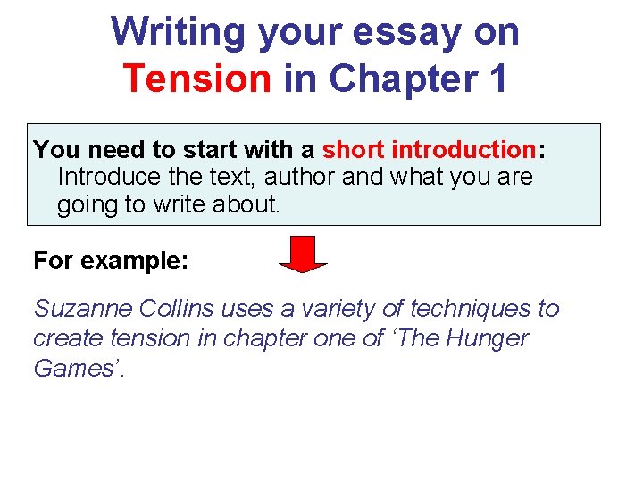 Writing your essay on Tension in Chapter 1 You need to start with a