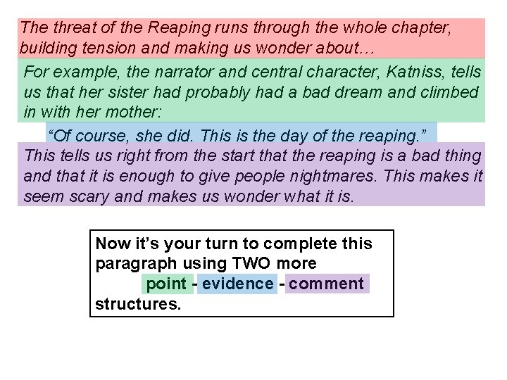 The threat of the Reaping runs through the whole chapter, building tension and making