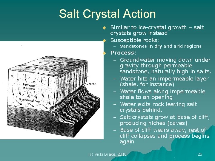 Salt Crystal Action u u Similar to ice-crystal growth – salt crystals grow instead