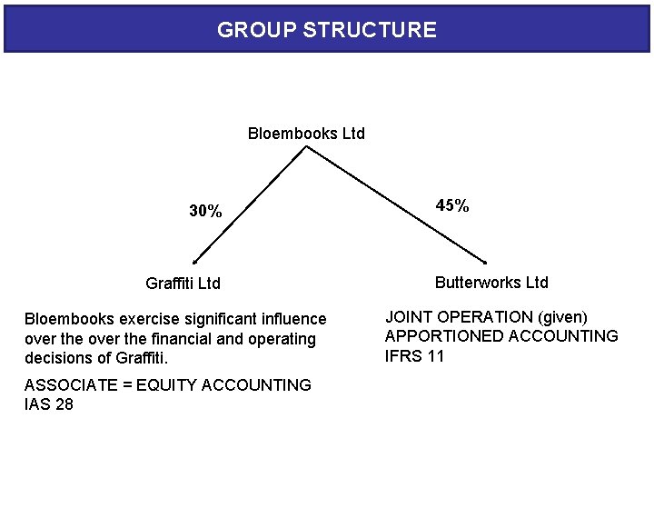 GROUP STRUCTURE Bloembooks Ltd 30% Graffiti Ltd Bloembooks exercise significant influence over the financial