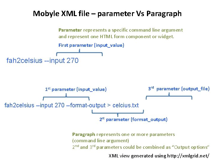 Mobyle XML file – parameter Vs Paragraph Parameter represents a specific command line argument