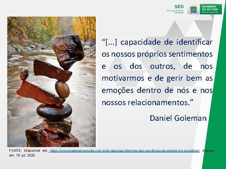 “[. . . ] capacidade de identificar os nossos próprios sentimentos e os dos