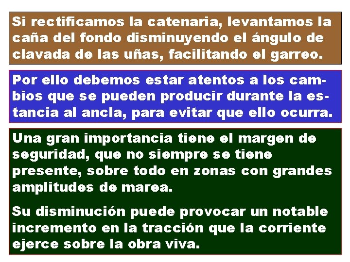 Si rectificamos la catenaria, levantamos la caña del fondo disminuyendo el ángulo de clavada