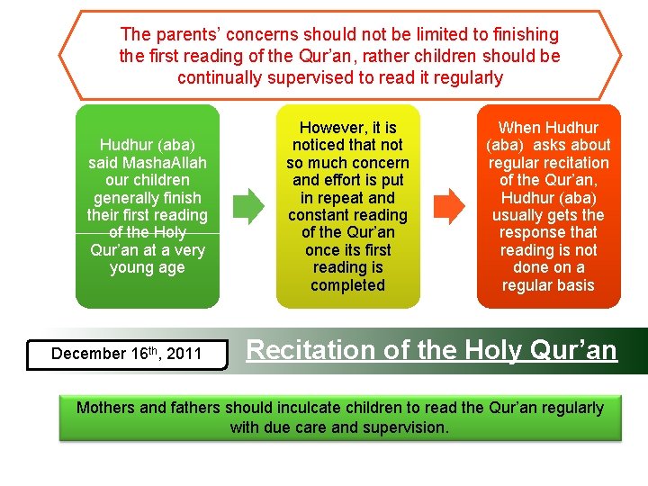 The parents’ concerns should not be limited to finishing the first reading of the