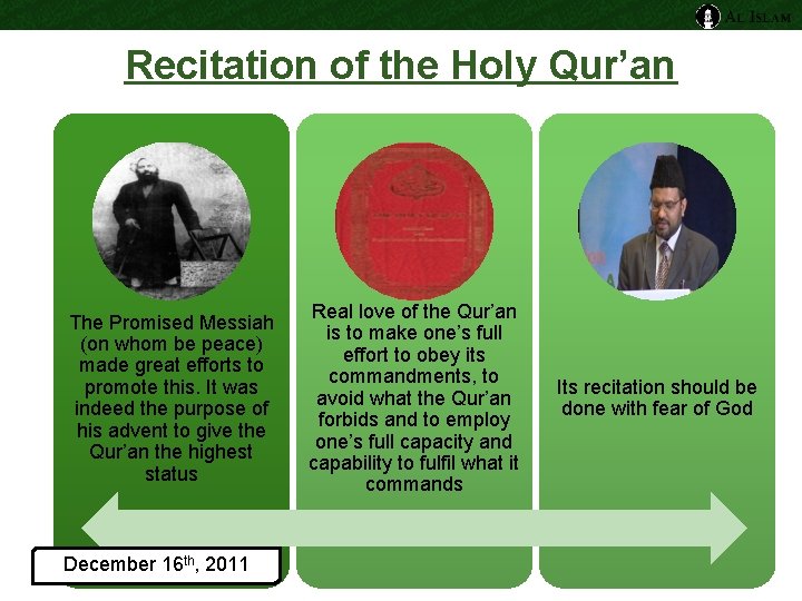 Recitation of the Holy Qur’an The Promised Messiah (on whom be peace) made great