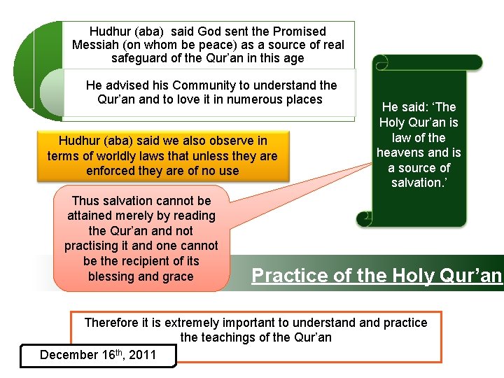 Hudhur (aba) said God sent the Promised Messiah (on whom be peace) as a