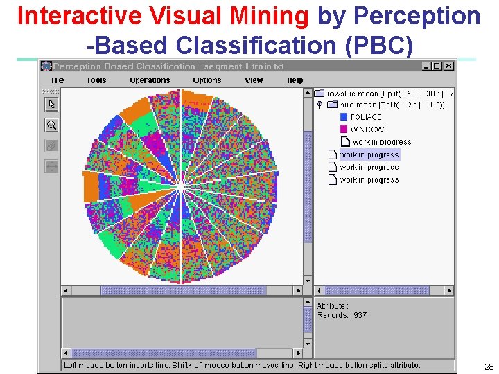 Interactive Visual Mining by Perception -Based Classification (PBC) Data Mining: Concepts and Techniques 28