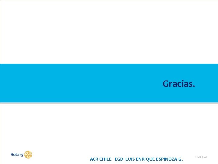 Sección Gracias. ACR CHILE EGD LUIS ENRIQUE ESPINOZA G. TITLE | 21 