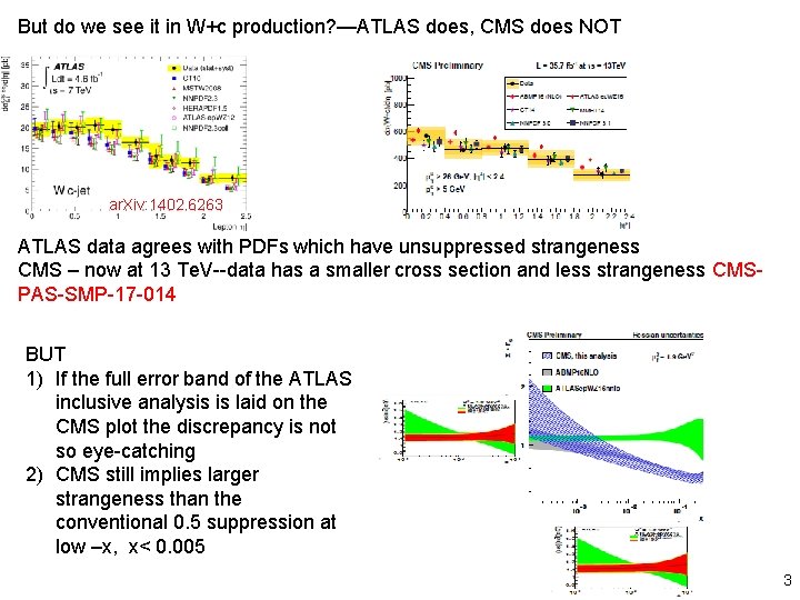 But do we see it in W+c production? —ATLAS does, CMS does NOT ar.