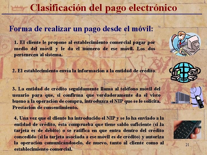 Clasificación del pago electrónico _____________________________ Forma de realizar un pago desde el móvil: 1.