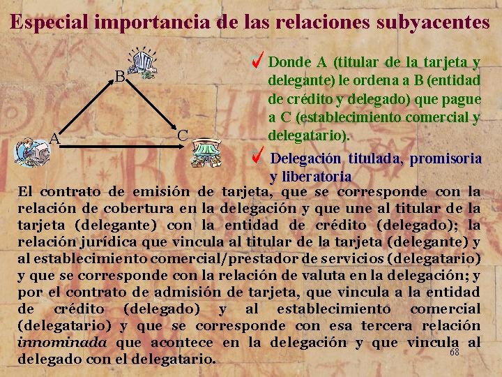 Especial importancia de las relaciones subyacentes B A C Donde A (titular de la