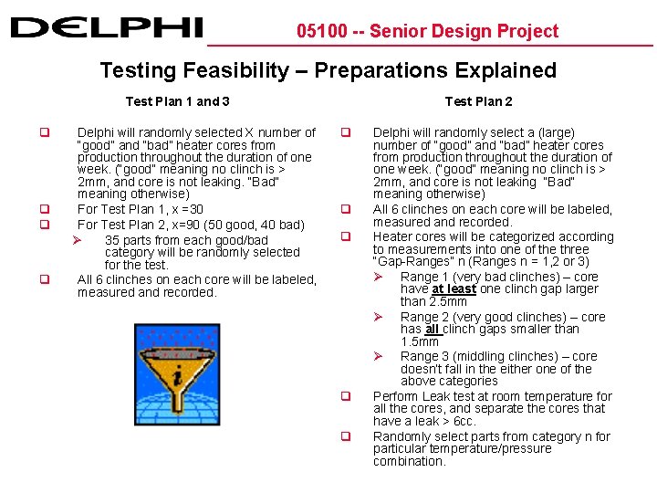 05100 -- Senior Design Project Testing Feasibility – Preparations Explained Test Plan 1 and