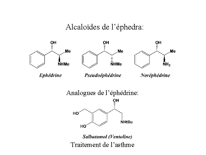 Alcaloïdes de l’éphedra: Analogues de l’éphédrine: Traitement de l’asthme 