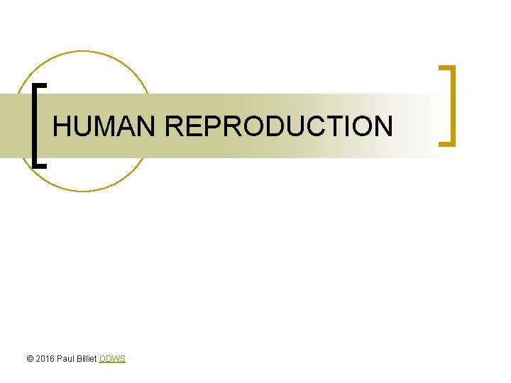 HUMAN REPRODUCTION © 2016 Paul Billiet ODWS 