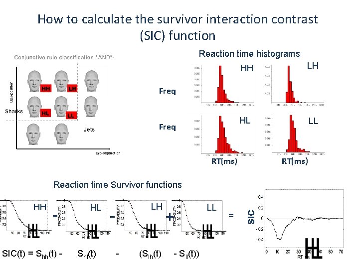 How to calculate the survivor interaction contrast (SIC) function Reaction time histograms HH HH How to calculate the survivor interaction contrast (SIC) function Reaction time histograms HH HH
