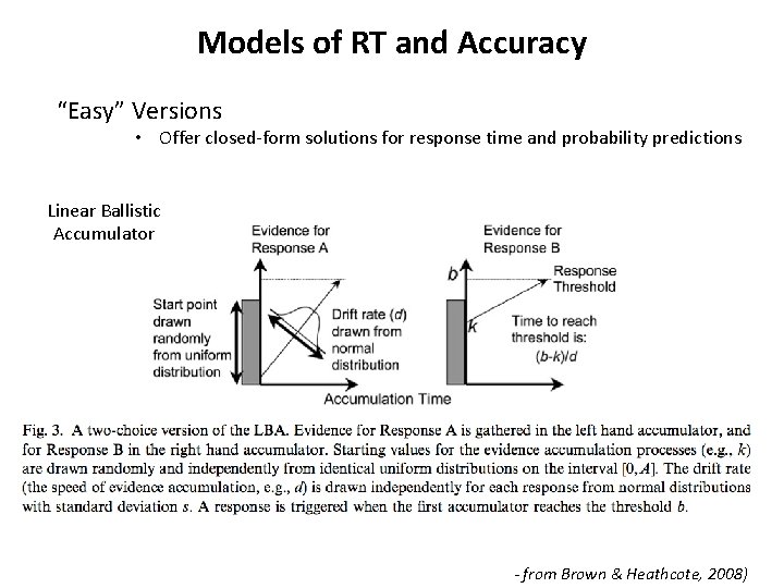 Models of RT and Accuracy “Easy” Versions • Offer closed-form solutions for response time Models of RT and Accuracy “Easy” Versions • Offer closed-form solutions for response time