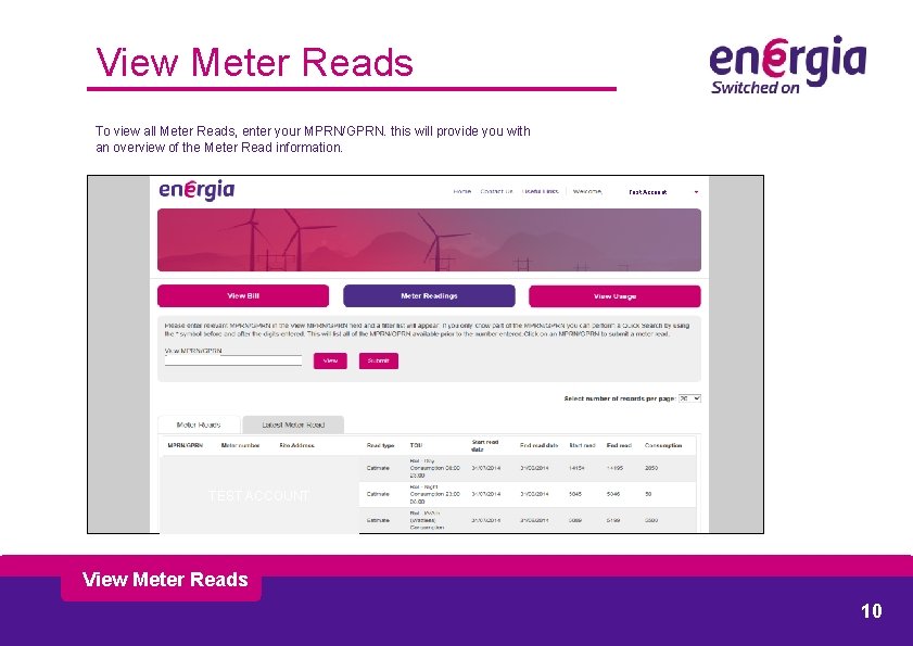 View Meter Reads To view all Meter Reads, enter your MPRN/GPRN. this will provide