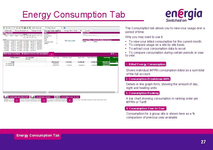Energy Consumption Tab The Consumption tab allows you to view your usage over a