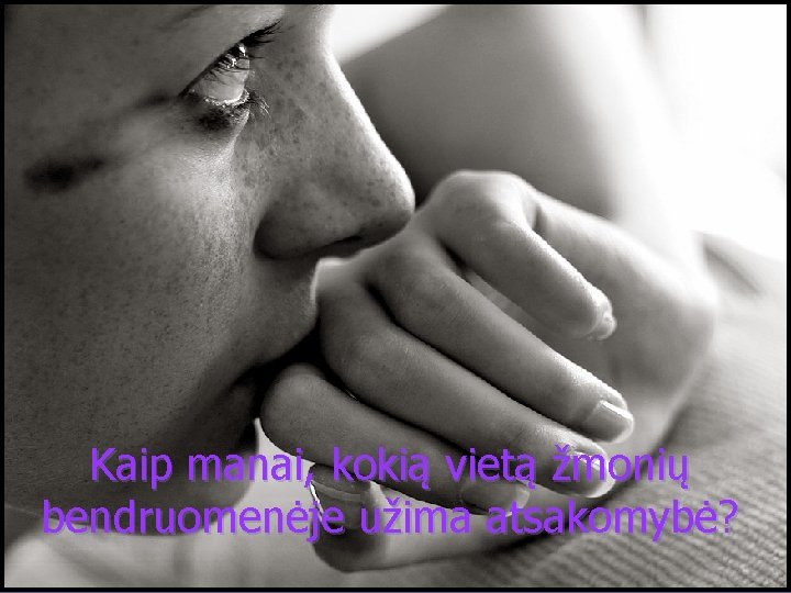 Kaip manai, kokią vietą žmonių bendruomenėje užima atsakomybė? 