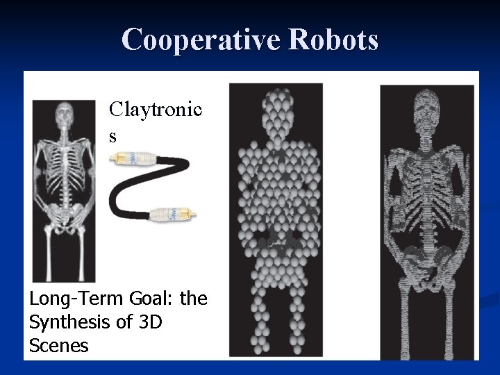 Cooperative Robots n Claytronic s Long-Term Goal: the Synthesis of 3 D Scenes 