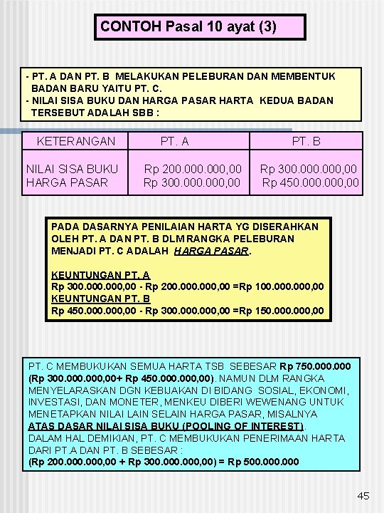 CONTOH Pasal 10 ayat (3) - PT. A DAN PT. B MELAKUKAN PELEBURAN DAN