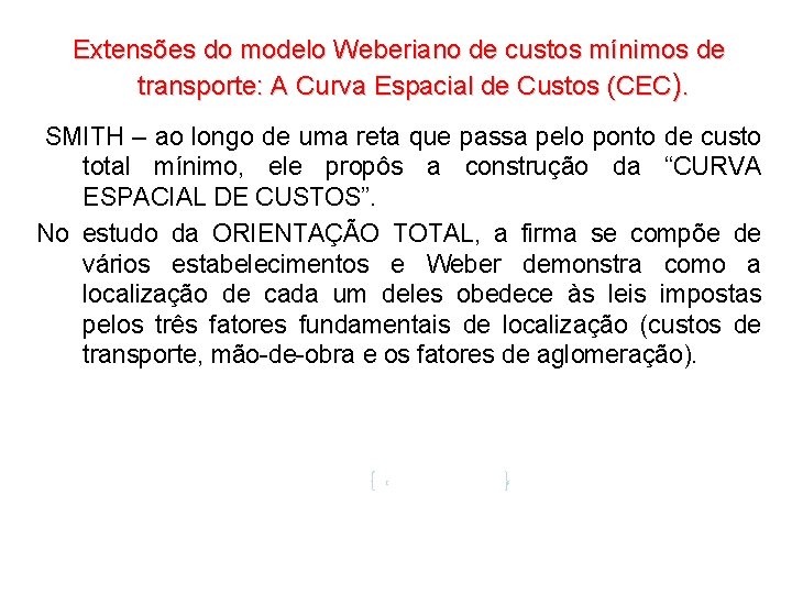 Extensões do modelo Weberiano de custos mínimos de transporte: A Curva Espacial de Custos Extensões do modelo Weberiano de custos mínimos de transporte: A Curva Espacial de Custos