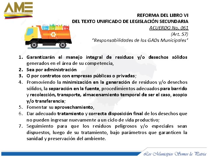 REFORMA DEL LIBRO VI DEL TEXTO UNIFICADO DE LEGISLACIÓN SECUNDARIA ACUERDO No. 061 (Art.