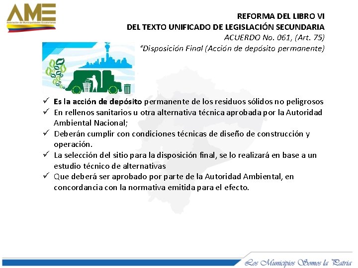 REFORMA DEL LIBRO VI DEL TEXTO UNIFICADO DE LEGISLACIÓN SECUNDARIA ACUERDO No. 061, (Art.