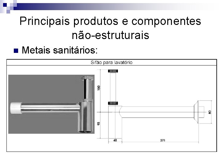 Principais produtos e componentes não-estruturais n Metais sanitários: 