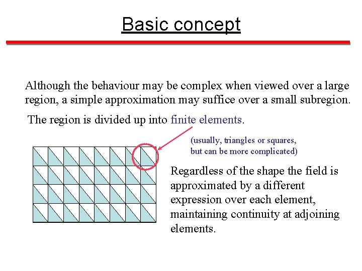 Basic concept Although the behaviour may be complex when viewed over a large region,