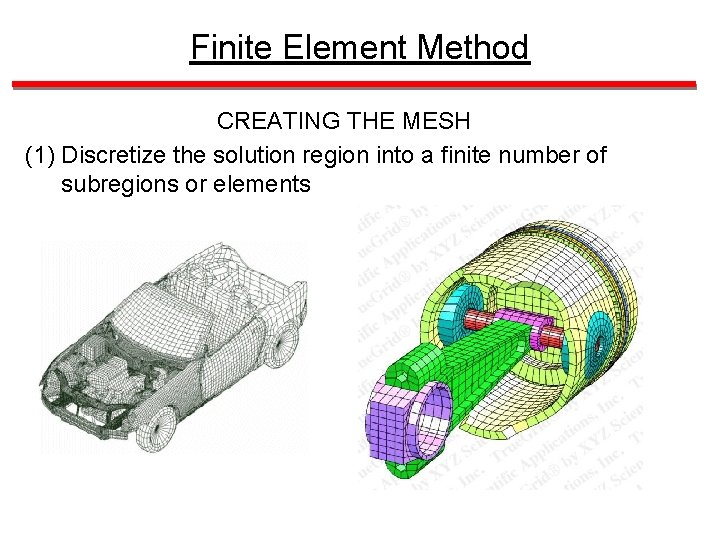 Finite Element Method CREATING THE MESH (1) Discretize the solution region into a finite