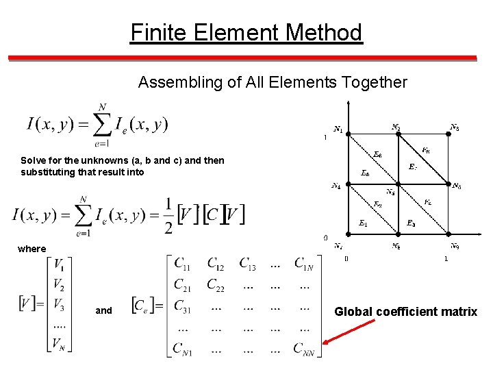 Finite Element Method Assembling of All Elements Together Solve for the unknowns (a, b