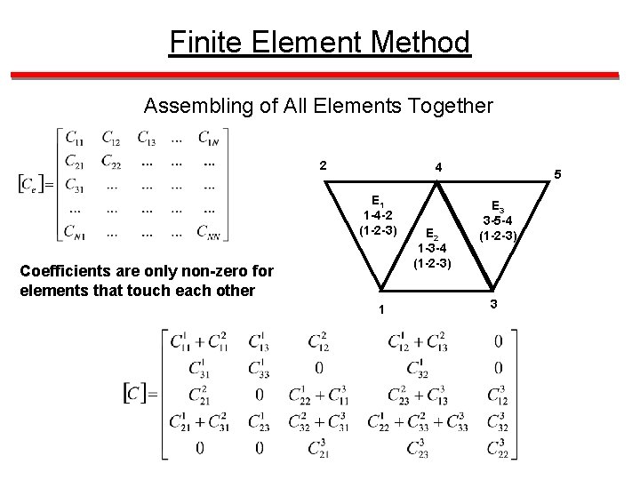 Finite Element Method Assembling of All Elements Together 2 4 E 1 1 -4