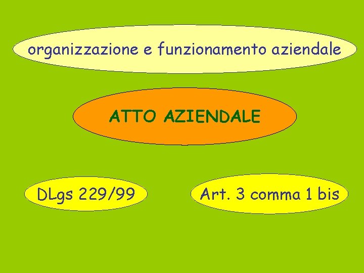 organizzazione e funzionamento aziendale ATTO AZIENDALE DLgs 229/99 Art. 3 comma 1 bis 