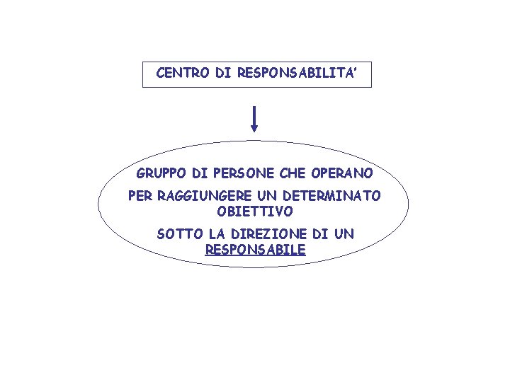 CENTRO DI RESPONSABILITA’ GRUPPO DI PERSONE CHE OPERANO PER RAGGIUNGERE UN DETERMINATO OBIETTIVO SOTTO