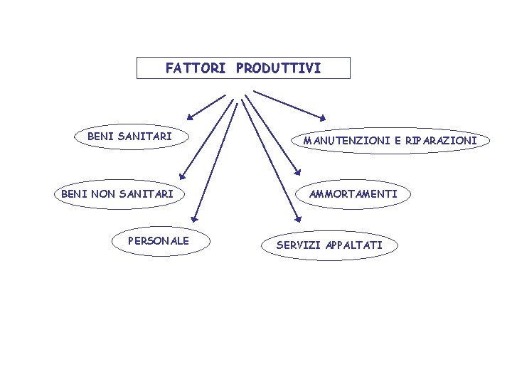 FATTORI PRODUTTIVI BENI SANITARI BENI NON SANITARI PERSONALE MANUTENZIONI E RIPARAZIONI AMMORTAMENTI SERVIZI APPALTATI