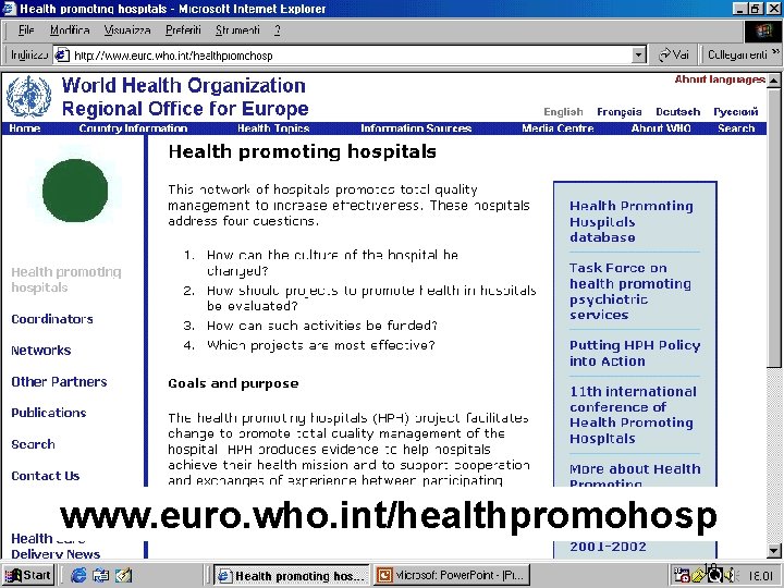 www. euro. who. int/healthpromohosp 19 