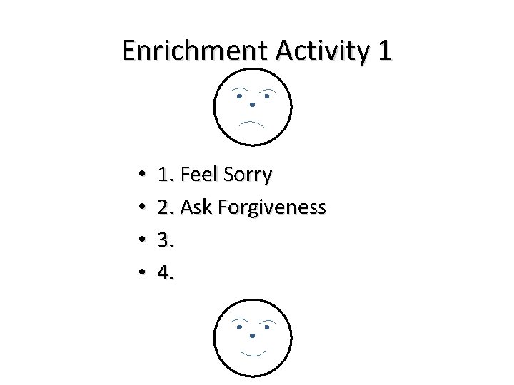 Enrichment Activity 1 • • 1. Feel Sorry 2. Ask Forgiveness 3. 4. 