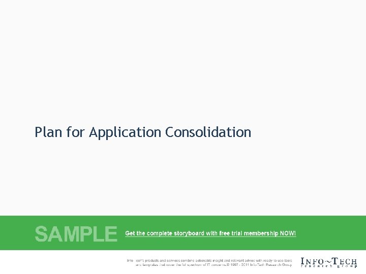 Plan for Application Consolidation 