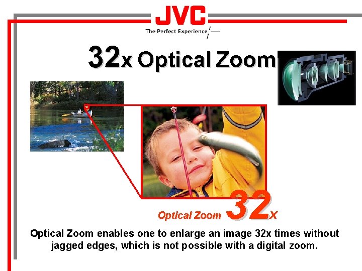 32 x Optical Zoom 32 x Optical Zoom enables one to enlarge an image