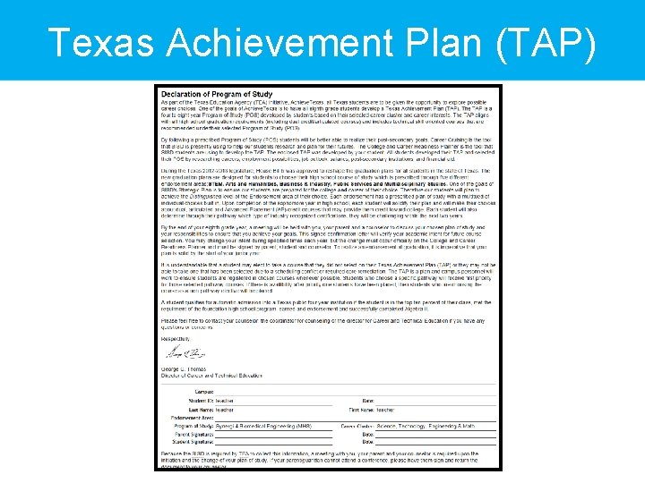 Texas Achievement Plan (TAP) Texas Achievement Plan (TAP)